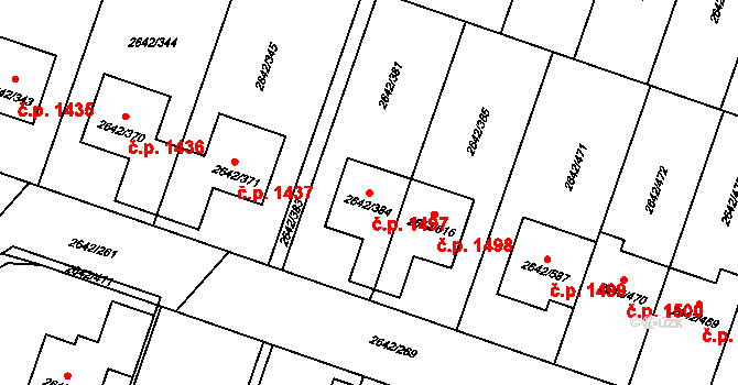 Kuřim 1497 na parcele st. 2642/384 v KÚ Kuřim, Katastrální mapa