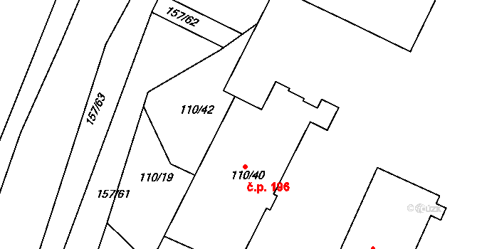 Karlov 196, Kutná Hora na parcele st. 110/40 v KÚ Perštejnec, Katastrální mapa