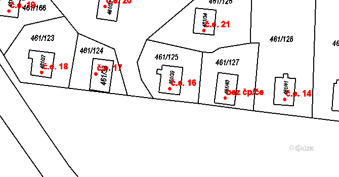 Koněšín 16 na parcele st. 461/39 v KÚ Koněšín, Katastrální mapa