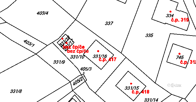 Desná I 417, Desná na parcele st. 331/16 v KÚ Desná I, Katastrální mapa