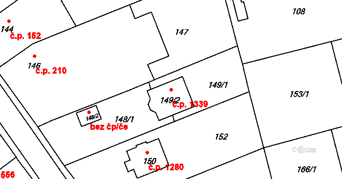 Kylešovice 1339, Opava na parcele st. 149/2 v KÚ Kylešovice, Katastrální mapa