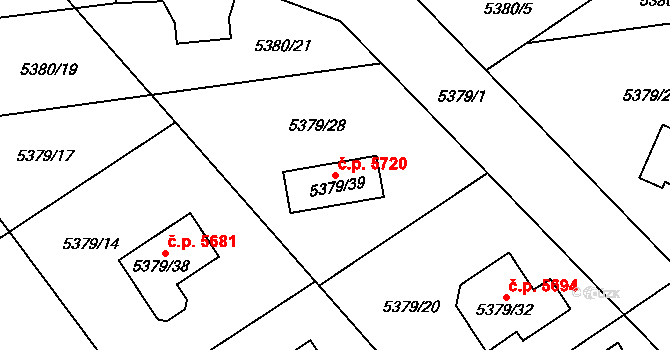 Chomutov 5720 na parcele st. 5379/39 v KÚ Chomutov I, Katastrální mapa