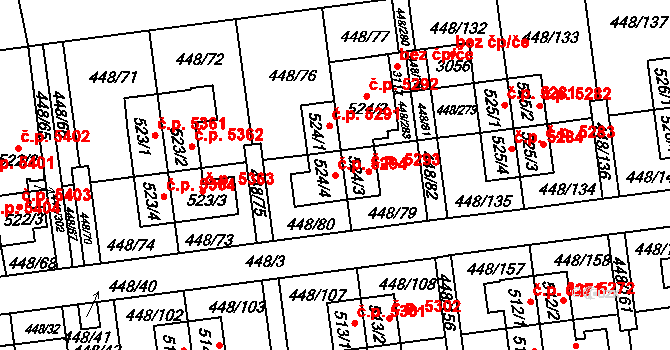 Otrokovice 5294 na parcele st. 524/4 v KÚ Otrokovice, Katastrální mapa