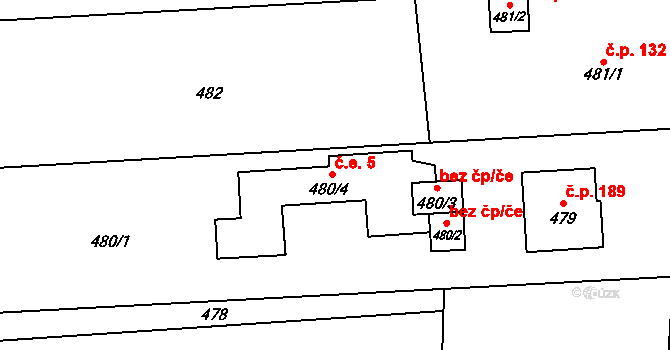 Závada 5, Petrovice u Karviné na parcele st. 480/4 v KÚ Závada nad Olší, Katastrální mapa