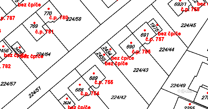 Ostrava 38156580 na parcele st. 2455 v KÚ Mariánské Hory, Katastrální mapa