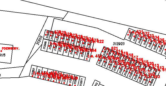 Bystřice nad Pernštejnem 623 na parcele st. 3129/32 v KÚ Bystřice nad Pernštejnem, Katastrální mapa