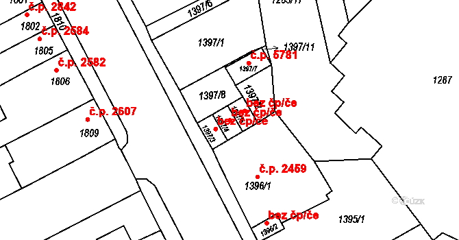 Chomutov 39076580 na parcele st. 1397/4 v KÚ Chomutov II, Katastrální mapa