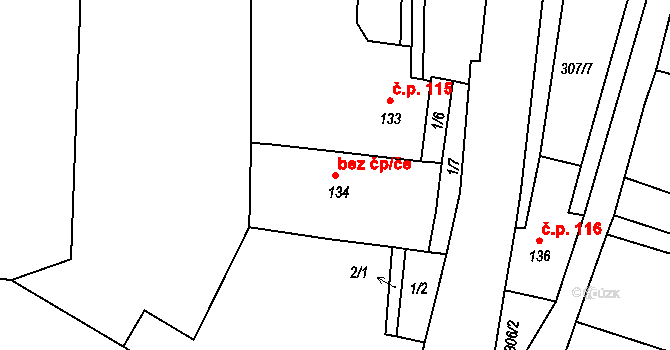 Chožov 40018580 na parcele st. 134 v KÚ Chožov, Katastrální mapa