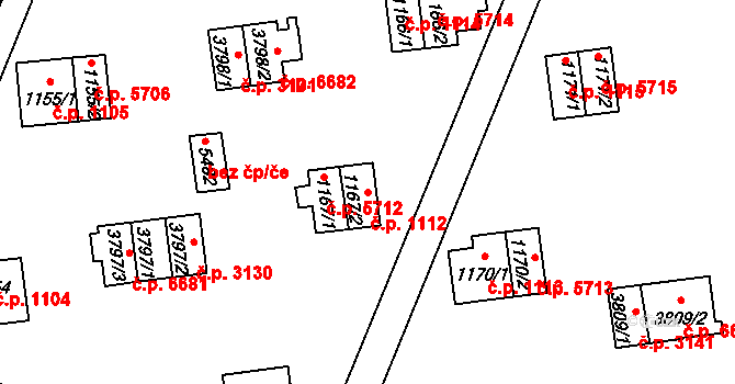 Zlín 1112 na parcele st. 1167/2 v KÚ Zlín, Katastrální mapa
