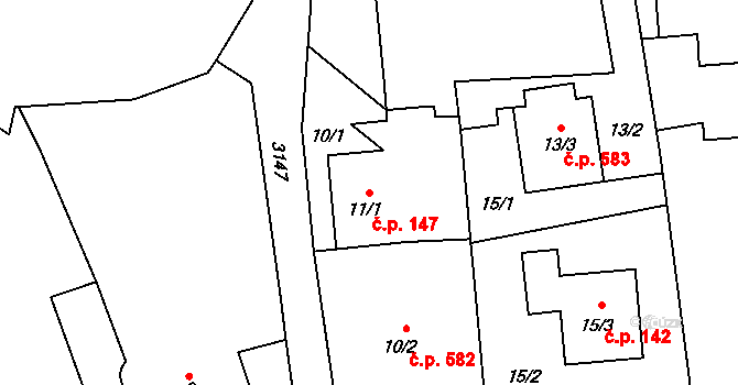 Píšť 147 na parcele st. 11/1 v KÚ Píšť, Katastrální mapa