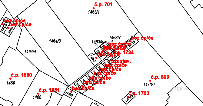 Teplice 45145580 na parcele st. 1463/5 v KÚ Teplice, Katastrální mapa
