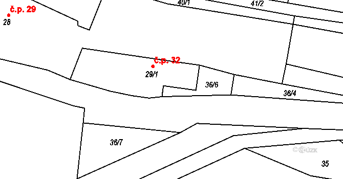 Hnačov 45174580 na parcele st. 36/6 v KÚ Hnačov, Katastrální mapa