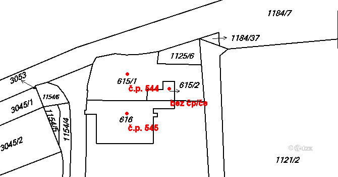 Choceň 45504580 na parcele st. 615/2 v KÚ Choceň, Katastrální mapa