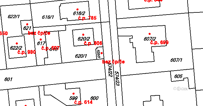 Praha 46835580 na parcele st. 620/3 v KÚ Šeberov, Katastrální mapa