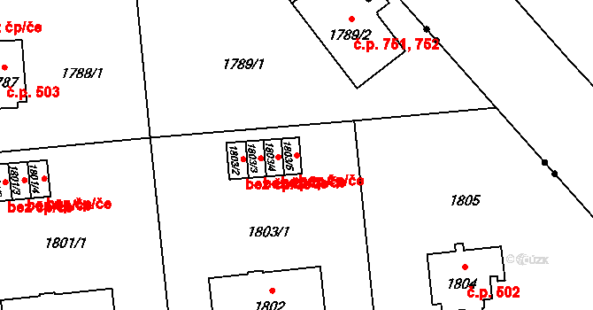 Praha 46841580 na parcele st. 1803/5 v KÚ Ruzyně, Katastrální mapa