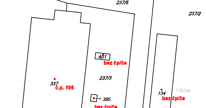 Pardubice 48623580 na parcele st. 401 v KÚ Černá za Bory, Katastrální mapa