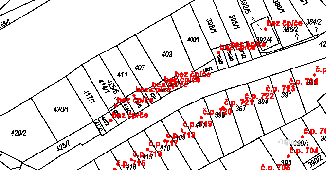 Brno 48999580 na parcele st. 406 v KÚ Slatina, Katastrální mapa