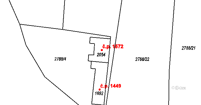 Ivančice 1572 na parcele st. 2054 v KÚ Ivančice, Katastrální mapa