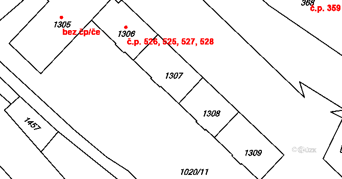 Kdyně 525,526,527,528 na parcele st. 1307 v KÚ Kdyně, Katastrální mapa