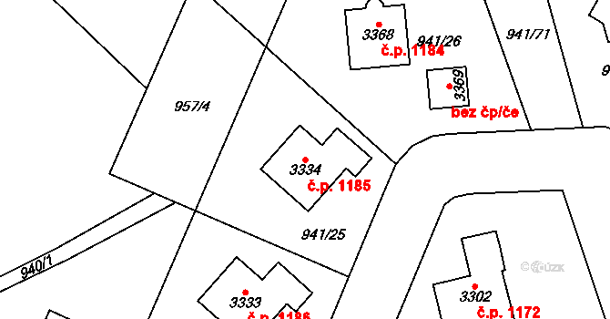 Sušice II 1185, Sušice na parcele st. 3334 v KÚ Sušice nad Otavou, Katastrální mapa