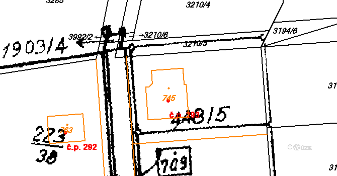 Trhová Kamenice 293 na parcele st. 745 v KÚ Trhová Kamenice, Katastrální mapa