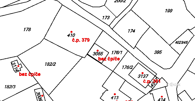 Horní Slavkov 87382580 na parcele st. 3055 v KÚ Horní Slavkov, Katastrální mapa