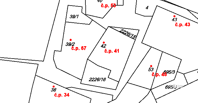 Štítné 41, Žirovnice na parcele st. 42 v KÚ Štítné, Katastrální mapa
