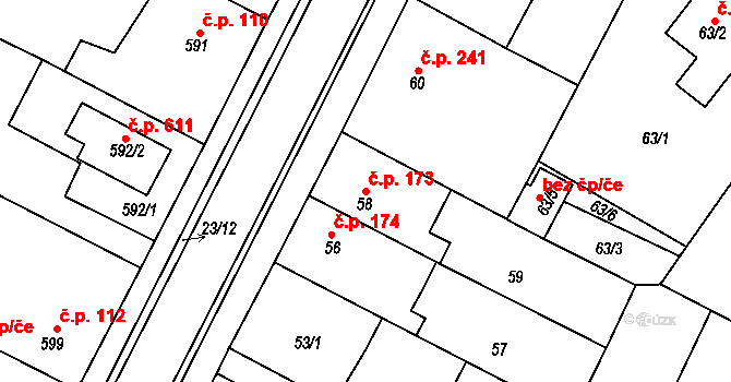 Senec 173, Zruč-Senec na parcele st. 58 v KÚ Senec u Plzně, Katastrální mapa