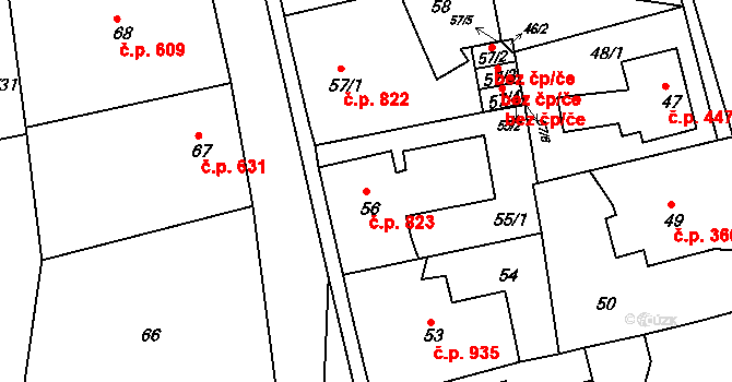 Vejprty 823 na parcele st. 56 v KÚ Vejprty, Katastrální mapa