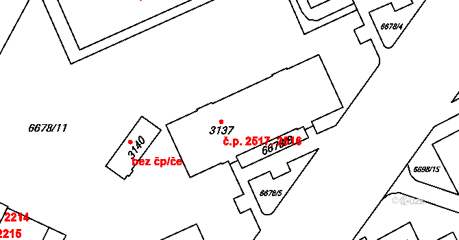 Žatec 2516,2517 na parcele st. 3137 v KÚ Žatec, Katastrální mapa