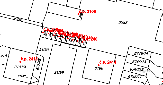 Žatec 248 na parcele st. 3194 v KÚ Žatec, Katastrální mapa