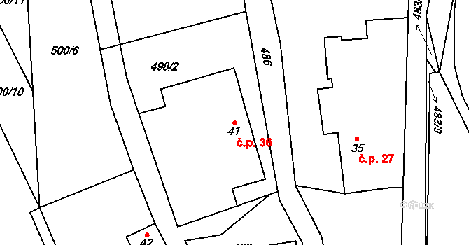 Kobylí Hlava 36, Golčův Jeníkov na parcele st. 41 v KÚ Kobylí Hlava, Katastrální mapa