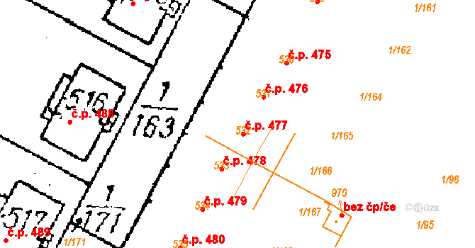 Velké Němčice 477 na parcele st. 532 v KÚ Velké Němčice, Katastrální mapa