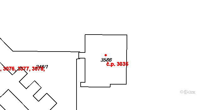 Kroměříž 3035 na parcele st. 3586 v KÚ Kroměříž, Katastrální mapa