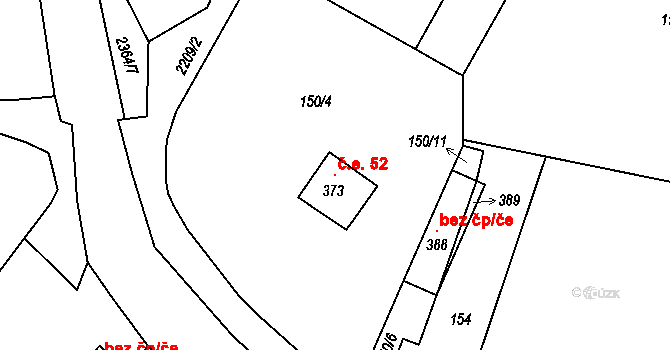Žibřidice 52, Křižany na parcele st. 373 v KÚ Žibřidice, Katastrální mapa