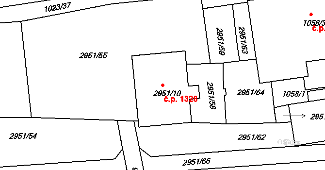 Holešov 1326 na parcele st. 2951/10 v KÚ Holešov, Katastrální mapa