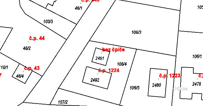 Pacov 106670581 na parcele st. 2491 v KÚ Pacov, Katastrální mapa