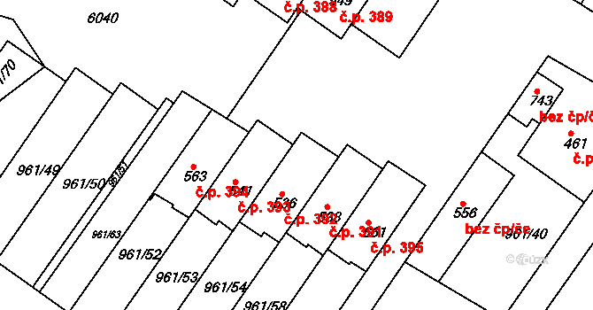 Jevišovice 393 na parcele st. 541 v KÚ Jevišovice, Katastrální mapa