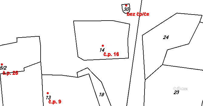 Zdeslavice 16, Chlístovice na parcele st. 14 v KÚ Zdeslavice u Chlístovic, Katastrální mapa