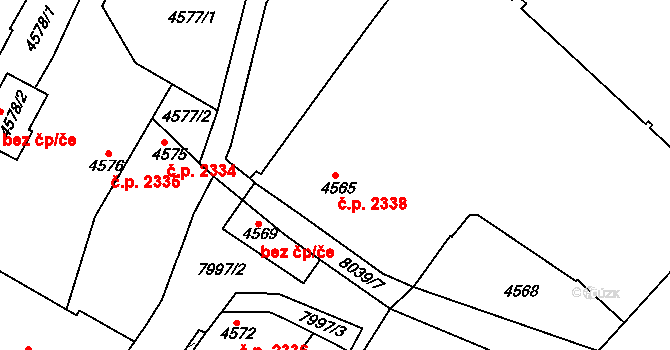 Mělník 2338 na parcele st. 4565 v KÚ Mělník, Katastrální mapa