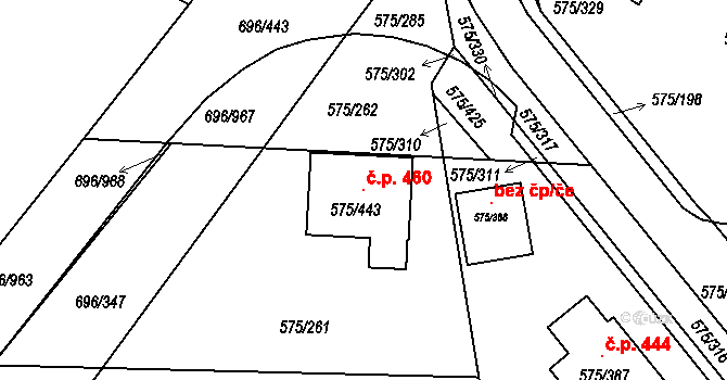 Klokoty 460, Tábor na parcele st. 575/443 v KÚ Klokoty, Katastrální mapa