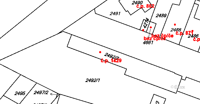 Čelákovice 1429 na parcele st. 2492/2 v KÚ Čelákovice, Katastrální mapa