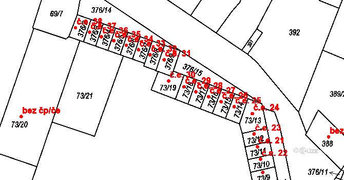 Kobylnice 30 na parcele st. 73/19 v KÚ Kobylnice u Brna, Katastrální mapa