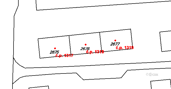 Kročehlavy 1318, Kladno na parcele st. 2676 v KÚ Kročehlavy, Katastrální mapa