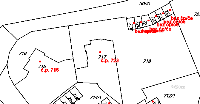 Děčín II-Nové Město 723, Děčín na parcele st. 717 v KÚ Děčín, Katastrální mapa