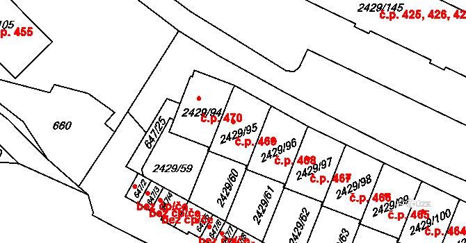 Dačice V 469, Dačice na parcele st. 2429/95 v KÚ Dačice, Katastrální mapa