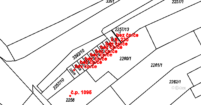 Mikulov 232 na parcele st. 2257/4 v KÚ Mikulov na Moravě, Katastrální mapa