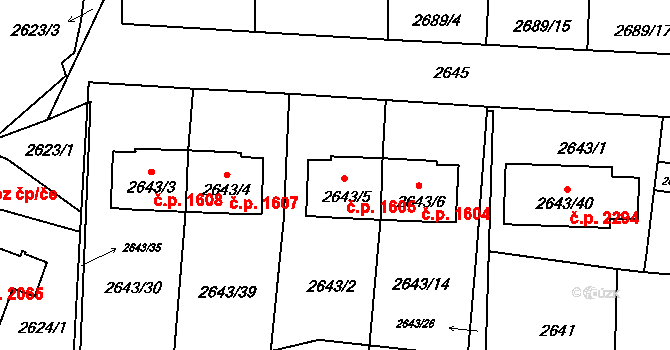 Tachov 1605 na parcele st. 2643/5 v KÚ Tachov, Katastrální mapa