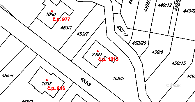 Třebechovice pod Orebem 1213 na parcele st. 2491 v KÚ Třebechovice pod Orebem, Katastrální mapa