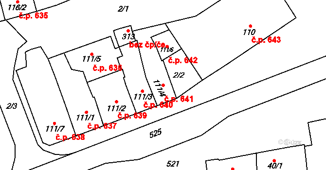 Loučany 641 na parcele st. 111/4 v KÚ Loučany na Hané, Katastrální mapa